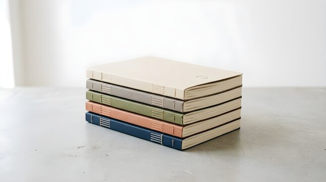Set of 5 Premium Handmade Leather Journals in Earth Tones - Minimalist Coptic Stitch Notebooks for Sketching, Writing, and Bullet Journaling - Aesthetic Stationery Gift