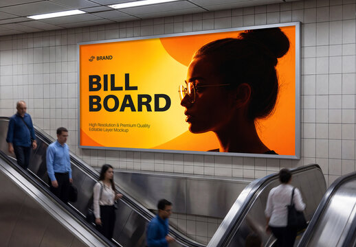 Subway Billboard Mockup for Indoor Advertising
