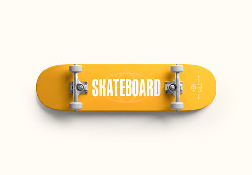 Realistic Top View Skateboard Deck Mockup