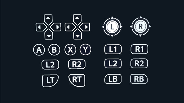 PS4 controller buttons on black background