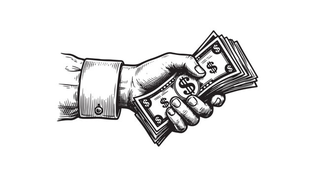 Hand holding stack of dollar bills