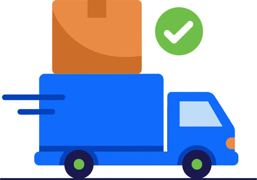 Blue Delivery Truck with Box.