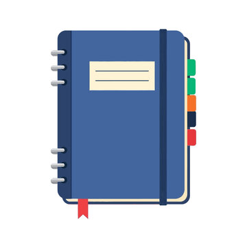 Blue Notebook with Colorful Tabs.