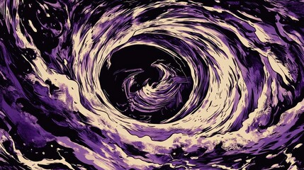 Obraz premium Amethyst Maelstrom: A Graphic, Swirling Vortex of Purple and Cream Ink