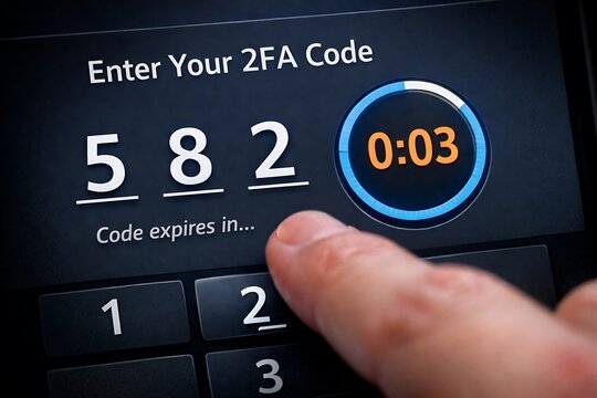 Entering Two-Factor Authentication (2FA) Code on a Digital Screen with Expiring Timer