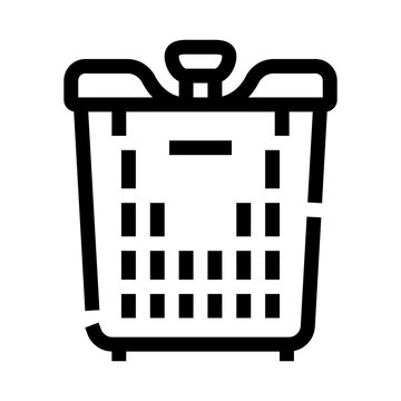Laundry basket icon with a perforated design and top handle, representing household cleaning, washing, and organization tasks related to clothing and textile storage