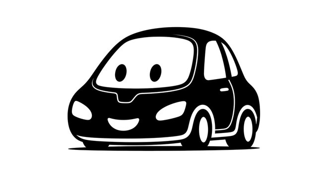 Smiling cartoon car illustration.