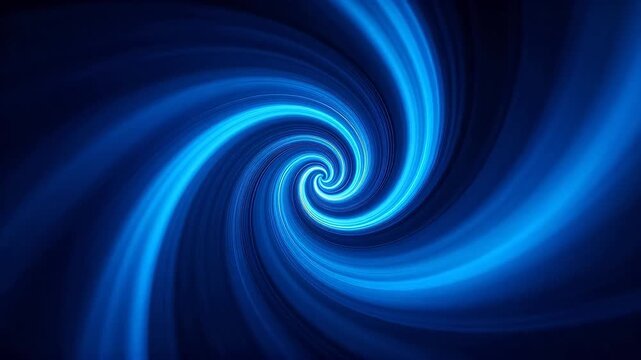 Abstract blue spiral vortex with glowing lines on dark background