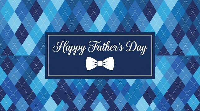 Happy father's day card with argyle background
