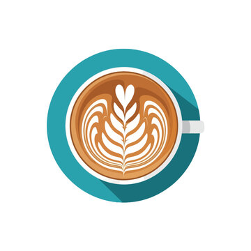 Brown Coffee Drink with White Design.