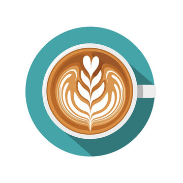 Brown Coffee Drink with White Design.