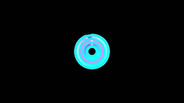 Vibrant 2D multi-layer circular loader with Apple Watch-style conic sweep, glowing cyan and electric magenta, creating a seamless transparent overlay.