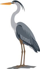 Obraz premium Elegant heron bird illustration featuring long legged wetland wildlife in minimalist natural vector artwork design