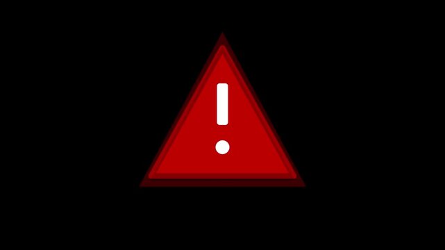 Red triangle warning sign with white exclamation mark symbol on dark surface