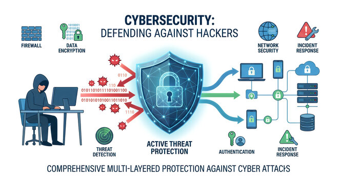 Cybersecurity infrastructure demonstrates the necessity of multi-layered protection systems to defend sensitive network data against malicious hacker attacks.