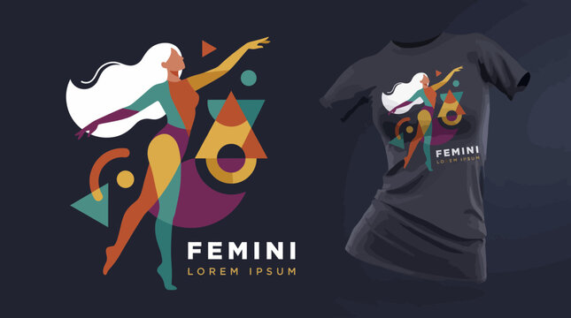 This vibrant, abstract illustration showcases a dancing figure in flowing shapes, symbolizing empowerment and movement, perfect for contemporary design projects.