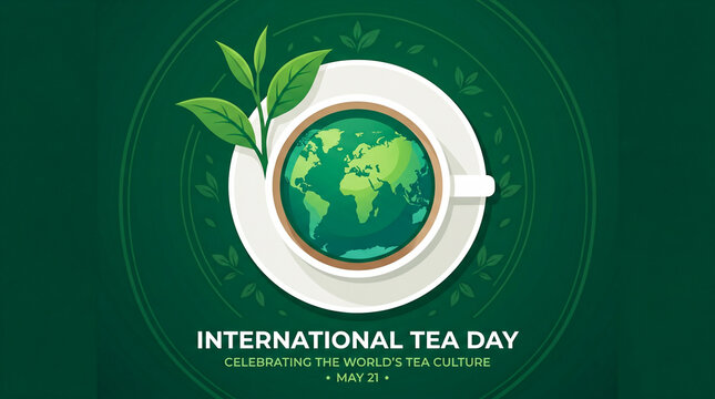 International tea day conceptual world cup design