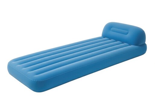 Inflatable pool lounger with a built-in headrest for relaxation and comfort