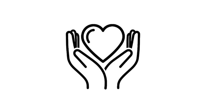 Hands holding a heart symbol.