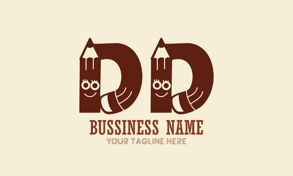 DD D dd initial logo | initial based abstract modern minimal creative logo, vector template image. luxury logotype logo, typography logo. initials logo, school logo, pencil, smily logo, stationary.