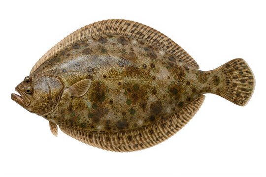 Brown flatfish on white background