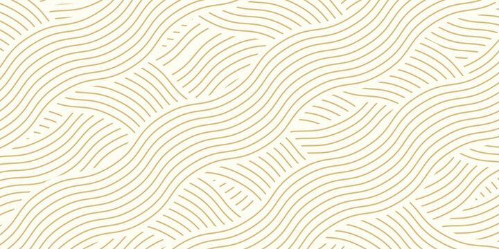 Yellow instant noodle, pasta and spaghetti texture with geometric wavy lines. Ramen, pasta vector pattern. Background abstract food illustration