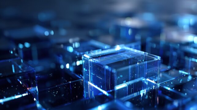 Abstract futuristic data blocks illustration digital background