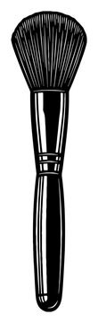 Make Up Brush Black and White Outline Line Art Drawing Tool for Beauty Salon Cosmetic Illustration