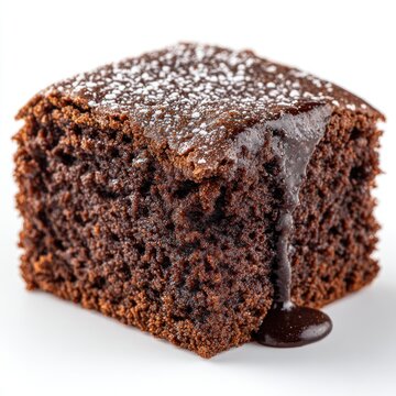 Slice of chocolate cake with icing