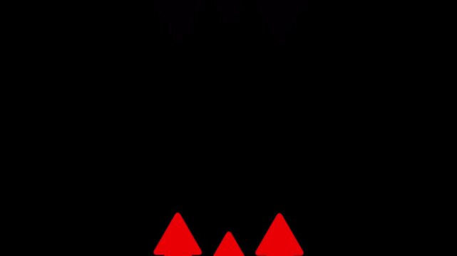 Three red arrows pointing upwards on black background bold are aligned direction