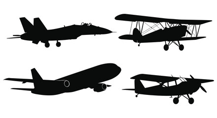 Airplane silhouettes collection on a white background © Foaje512
