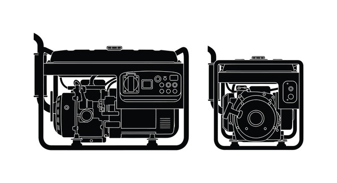 portable generator silhouettes on a white background