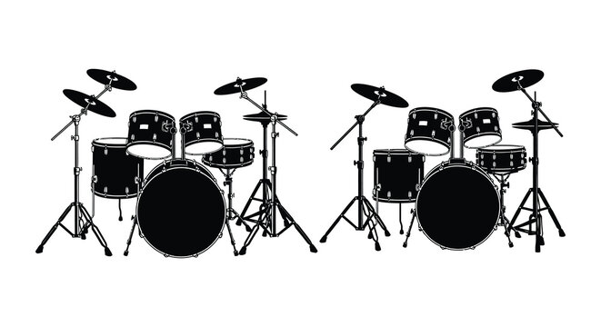 drum kit silhouette on a white background