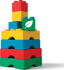 Fototapeta premium Colorful Plastic Building Blocks Stacked High.