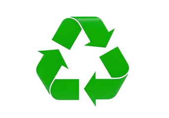 Obraz premium Green recycling symbol with three arrows forming a triangle on a white background