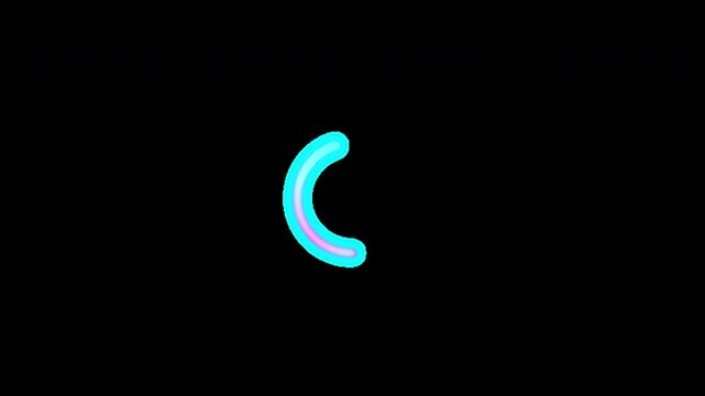 A sleek 2D motion graphic circular loader, featuring a seamlessly rotating conic sweep arc in vibrant glowing cyan and magenta, presented on a transparent alpha channel.