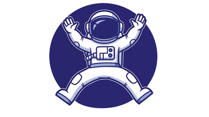 Cartoon Astronaut Floating in Space with Arms and Legs Extended. © mary