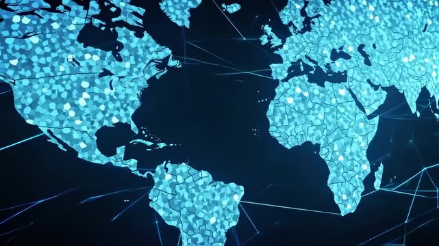 Global network connections over world map