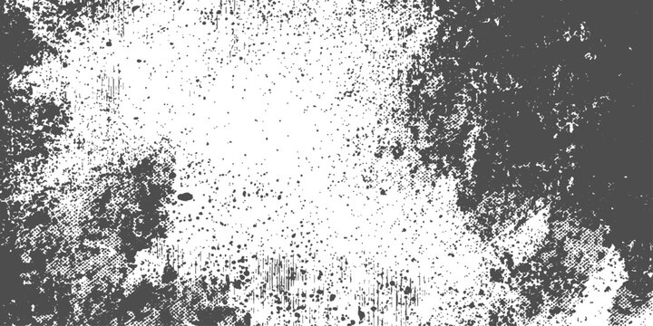 An abstract vector illustration featuring a gritty grunge texture with a rough concrete wall pattern and vintage paper design in distressed shades of grey and black