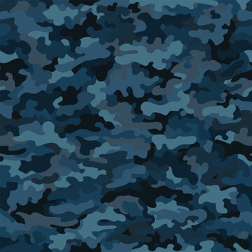 Classic urban clothing style masking camo repeat print in blue grey colors