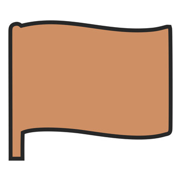 Blank brown waving flag in simple flat vector illustration isolated on white background for templates and mockups, vector
