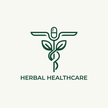 Herbal healthcare logo with green design.