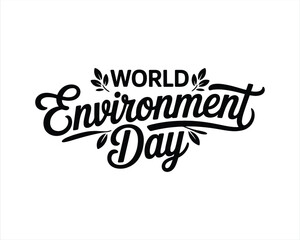 Fototapeta premium World Environment Day Hand Lettering Typography on a white background. Happy World Environment Day