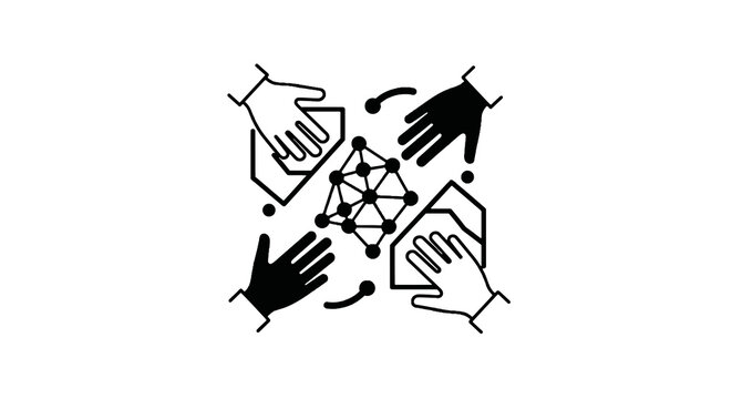 Hands forming a circle together teamwork.