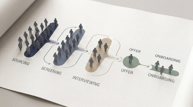 Connected talent pipeline and workforce flow concept for recruitment onboarding and employee management