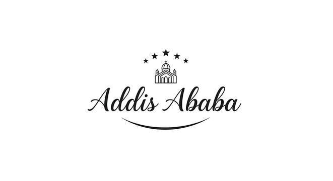 addis ababa logo with dome towers and elegant cursive typography