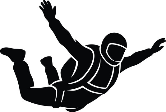 Silhouette vector of a skydiver in freefall pose