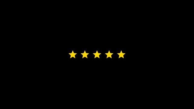 Gold five star rating animation.