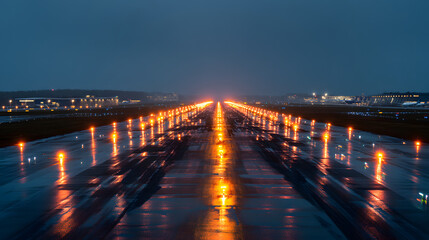 Fototapeta premium Empty Cargo Airport Runway at Blue Hour