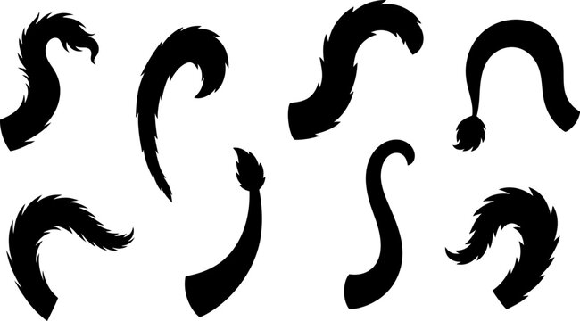 Collection of animal tail silhouettes for creature design and character development assets